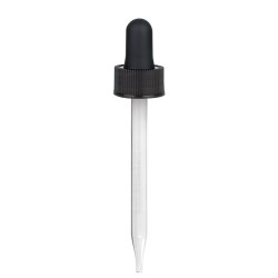 2 oz Black Long Bulb Glass Dropper (20-400) (Ribbed)